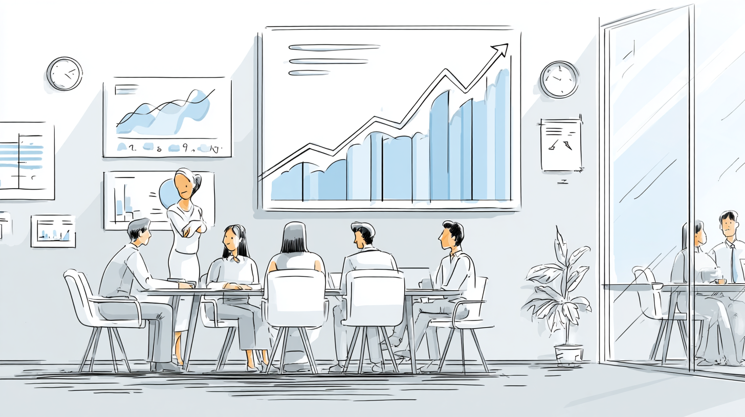 Business meeting with growth charts